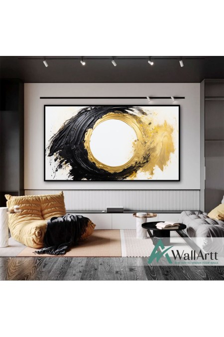 Black Gold Circle II 3D Heavy Textured Partial oil Painting
